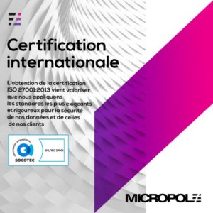 Micropole certifié ISO 27001